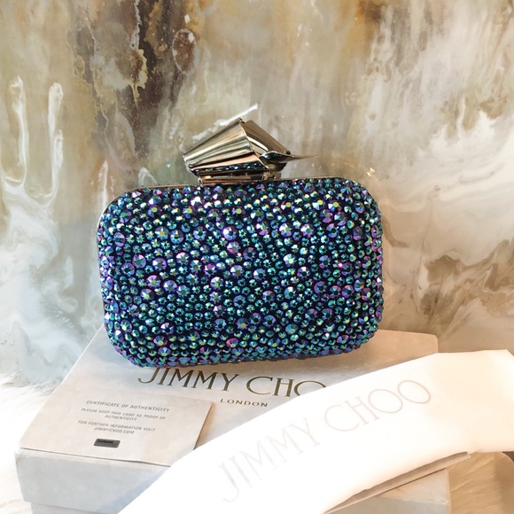 Jimmy Choo Madeline Blue Crystal Cloud Clutch - Picture 2 of 8